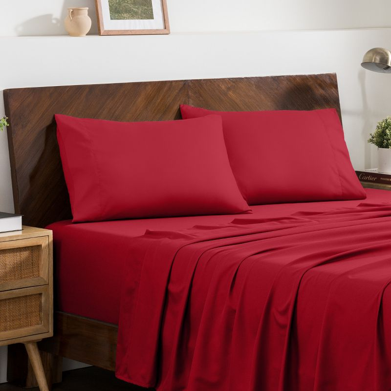 Microfiber Queen - Envelope - 20 x 30 Red Pillowcase Set by Bare Home
