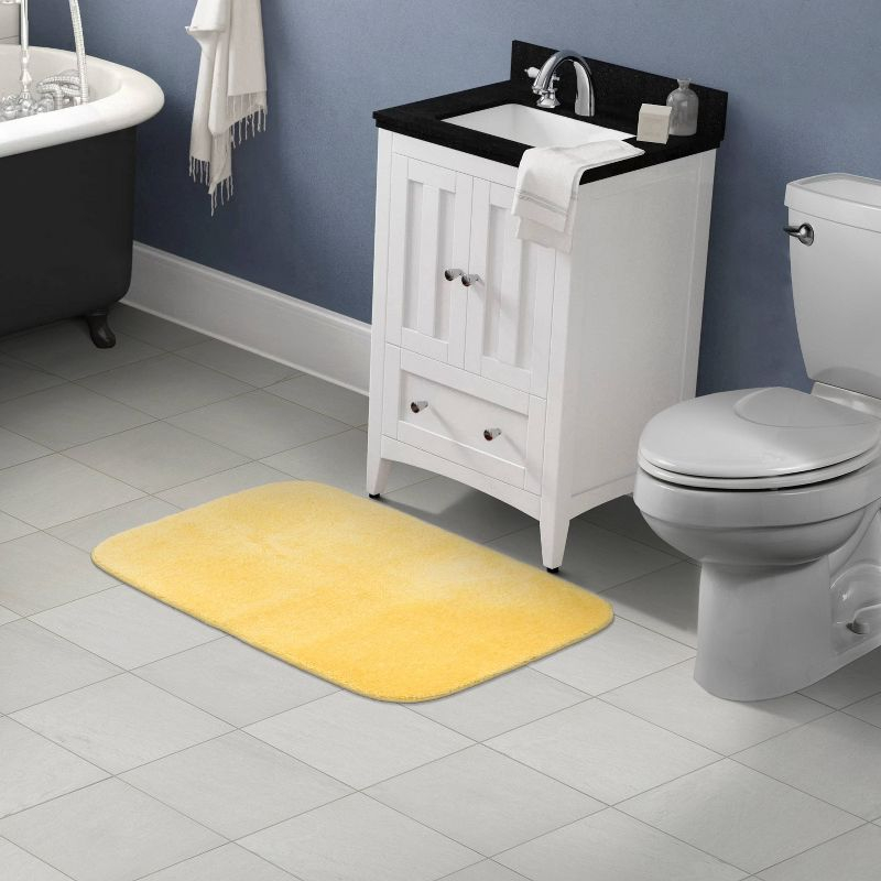 Garland Rug 24"x40" Traditional Plush Nylon Washable Bath Rug Yellow : Microfiber, Machine Washable, Non-Slip Backing
