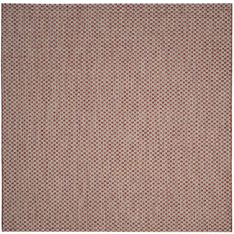 Courtyard CY8653 Power Loomed Indoor and Outdoor Area Rug - Rust/Light Grey - 4'x4' - Safavieh