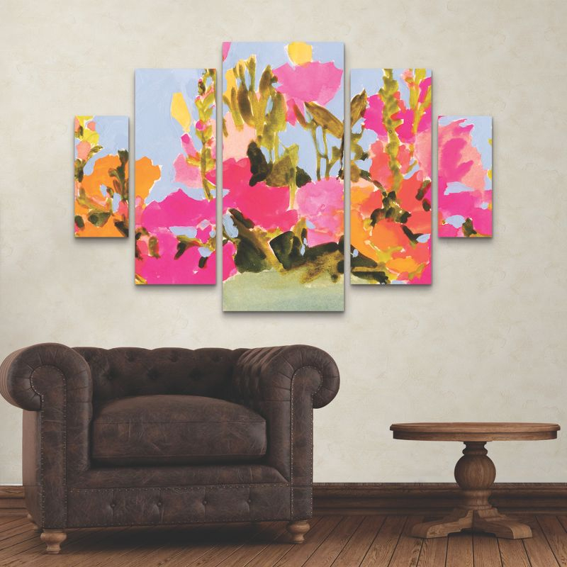 Trademark Fine Art Victoria Barnes  Saturated Spring Blooms I 5 Piece Panel Set Art