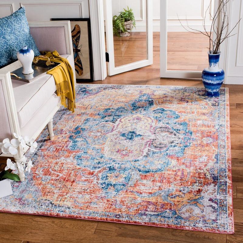Bristol BTL350 Power Loomed Area Rug Blue / Orange 4' X 6' - Safavieh.