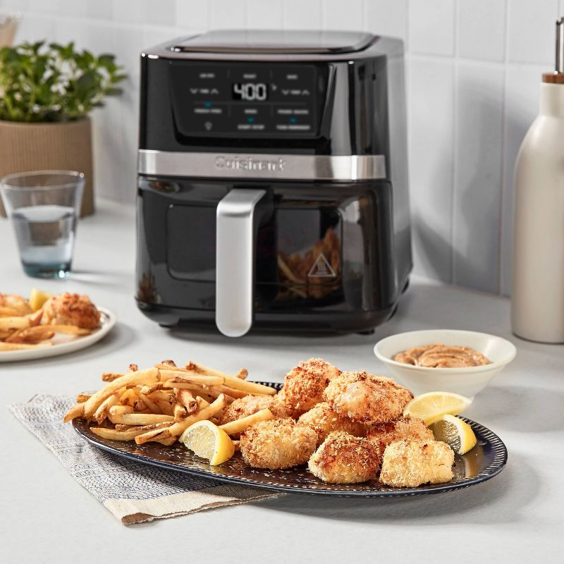Cuisinart 2.6qt Basket Air Fryer Black/Stainless Steel Finish AIR-80: 1100W, Cool Touch Handle, Dishwasher-Safe Parts