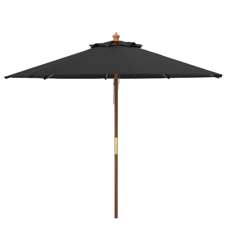 Cannes 11Ft Wooden Pulley Market Umbrella  - PAT8109 - Grey - Safavieh