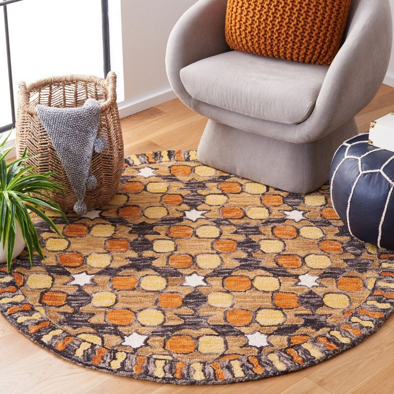 Aspen APN128 Hand Tufted Area Rug  - Light Yellow/Orange - 5' round - Safavieh.