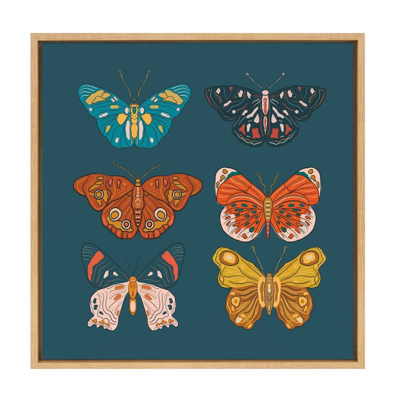 22" x 22" Sylvie Free Wings Framed Wall Canvas by Oris Eddu Natural - Kate & Laurel All Things Decor