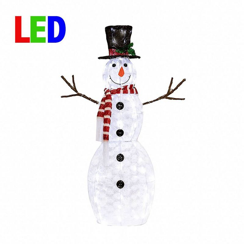 Novelty Lights LED Pre-Lit Snowman with Top Hat Christmas Yard Art Decoration, Pure White, 120 Light, 48" Tall