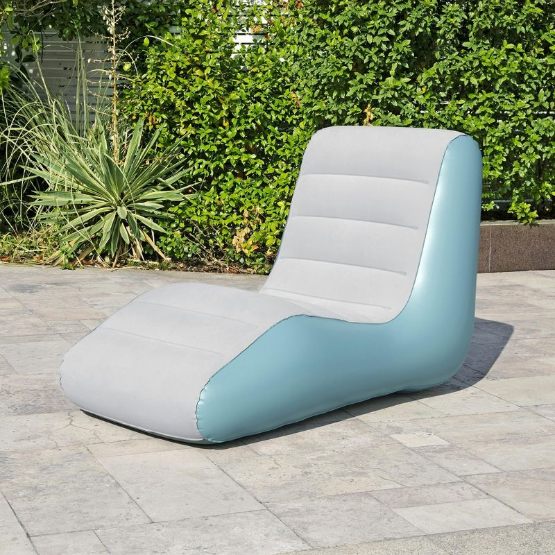 Bestway Leisure Luxe Chaise Lounger – Inflatable Air Recliner, Blue & Grey