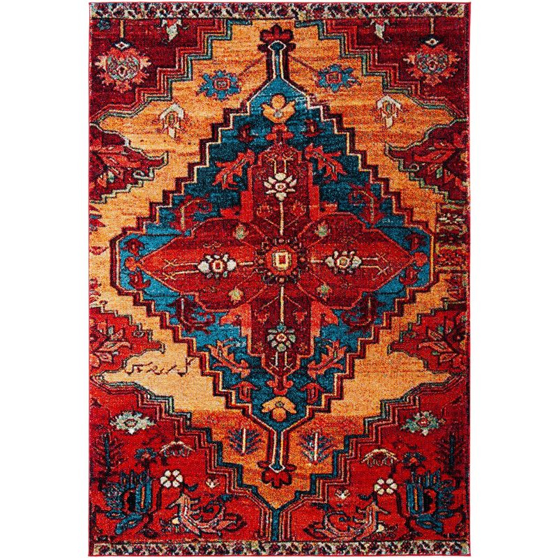 Vintage Hamadan VTH248 Power Loomed Indoor Area Rug - Red/Blue - 5'3"x7'6" - Safavieh