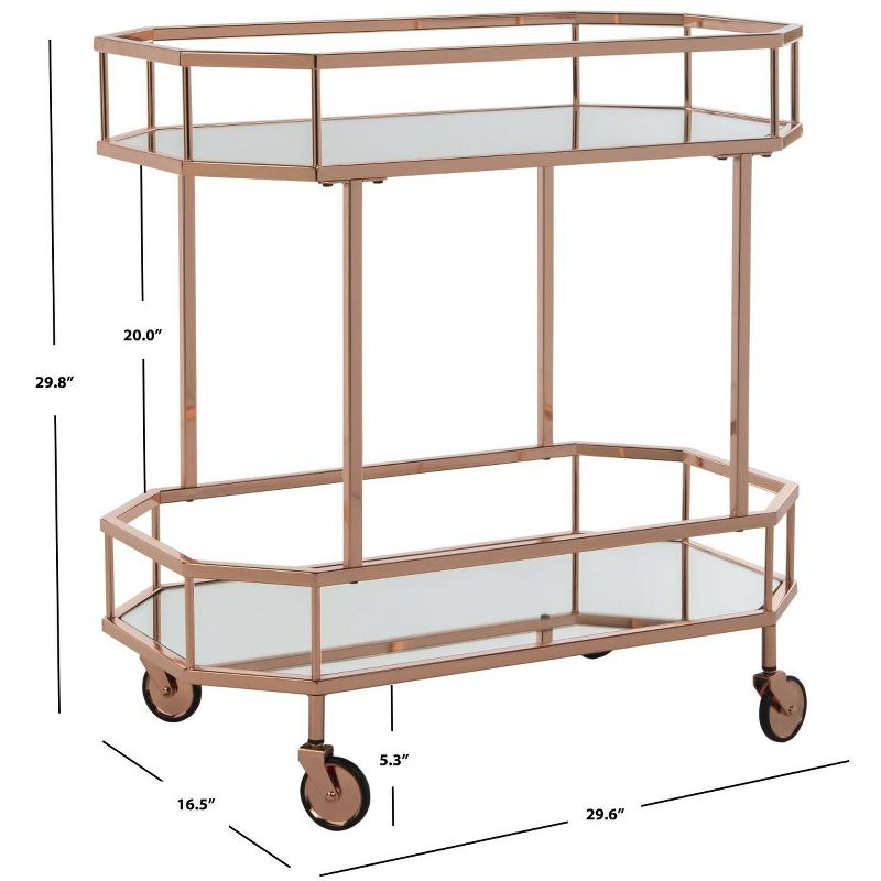Silva 2 Tier Octagon Bar Cart - BCT8004A - Rose Gold/Mirror - Safavieh