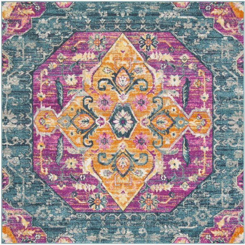 Madison MAD119 Power Loomed Indoor Area Rug - Blue/Fuchsia - 6'7"x6'7" - Safavieh.