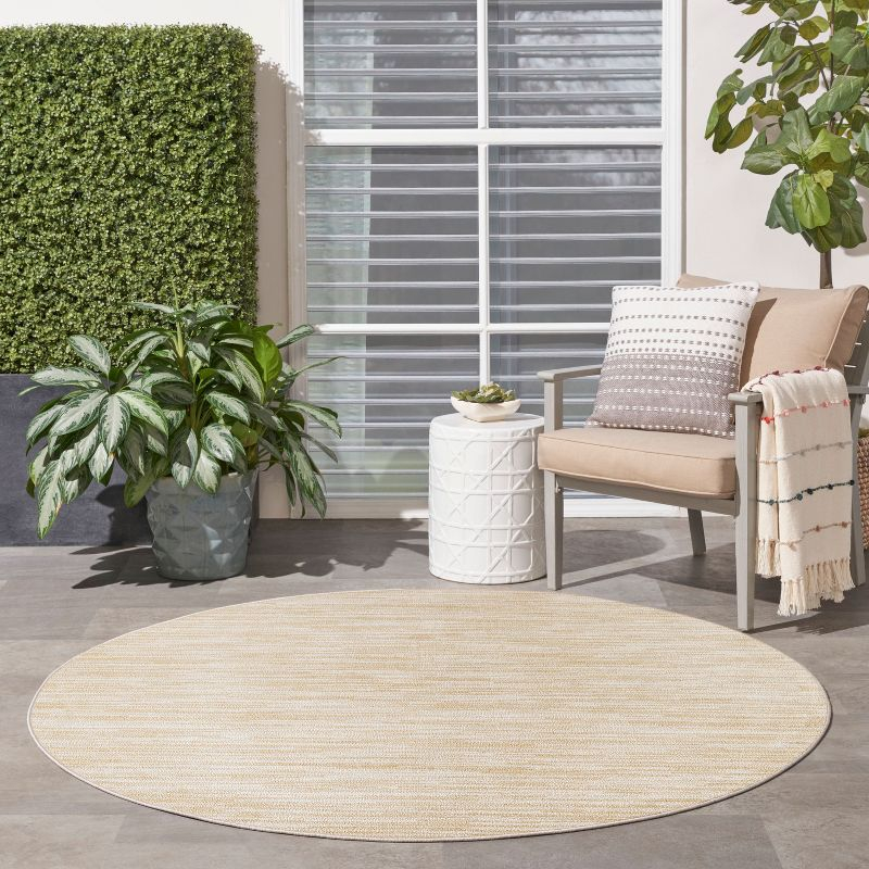 Nourison Essentials 4' x Round Ivory Gold Indoor/Outdoor Rug