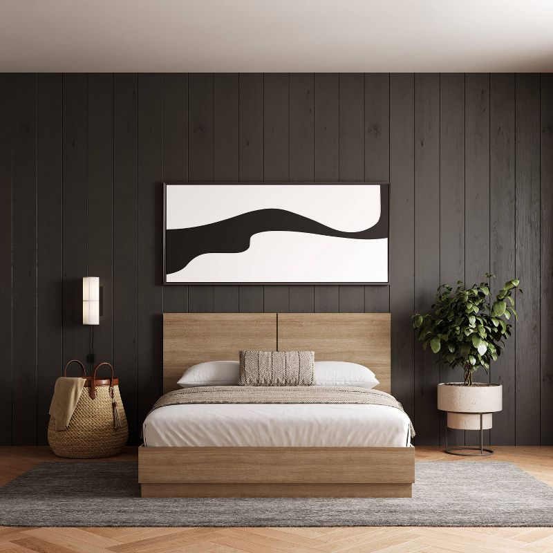 Nexera Queen Milano Platform Bed with Headboard Brown Oak