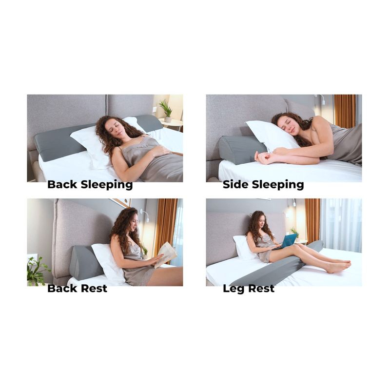 Nestl Bed Wedge Pillow for Headboard, Bed Gap Filler King Size with Side Pockets