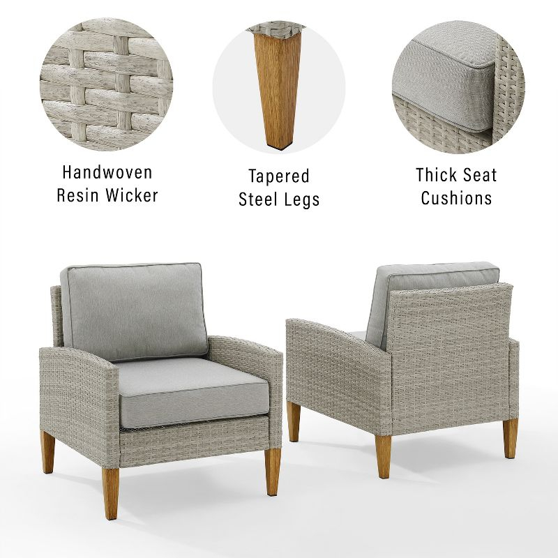 Capella Outdoor Wicker 2 Pc Chair Set Gray/Acorn - Crosley