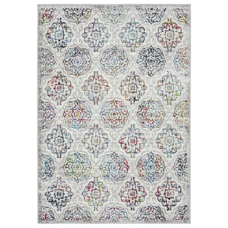 Home Dynamix Boho Andorra Transitional Damask Area Rug Ivory/Blue/Black, 5'2"x7'2"