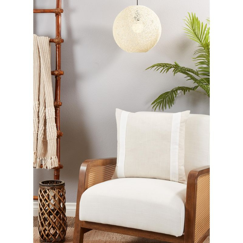 Saro Lifestyle Band Design Throw Pillow with Down Filling, 20", Beige