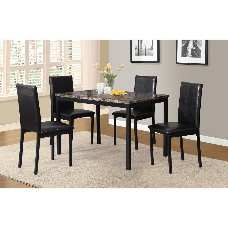 Roundhill Furniture Noyes Faux Leather Seat Metal Frame Dining Chairs, Black, Set of 4