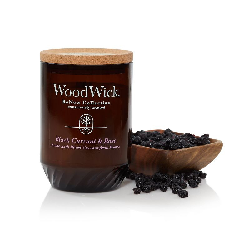 WoodWick ReNew Recycled Glass Black Currant and Rose  Candle 13oz