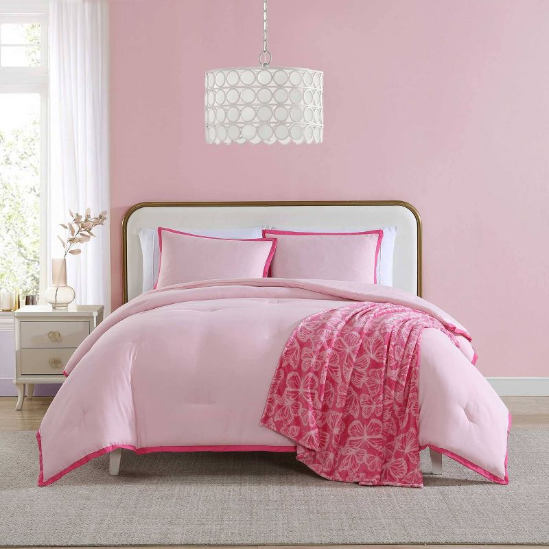 Betseyville Johnson Signature Hotel Solid Pink King 4pc Comforter Sham Bonus Set