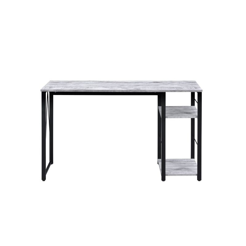 Vadna Writing Desk Weathered White/Black - Acme Furniture: 47-Inch Modern Desk with Open Storage Shelf