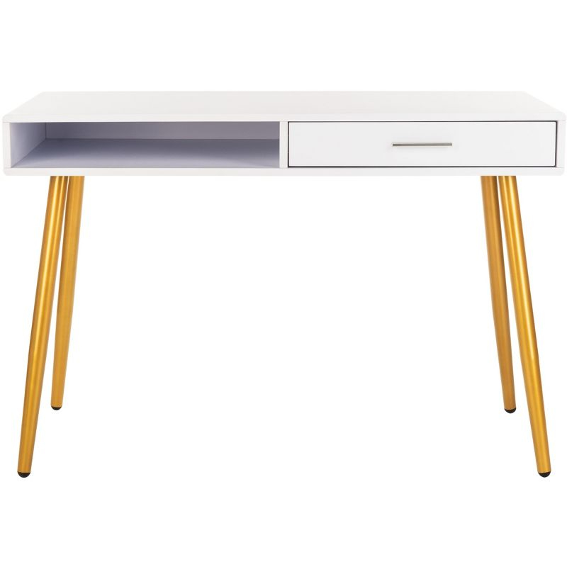 Jorja 1 Drawer 1 Shelf Desk - DSK2200 - White/Gold - Safavieh