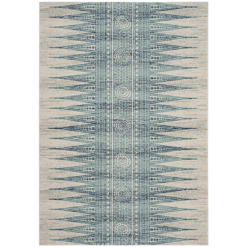 Evoke EVK226 Power Loomed Indoor Area Rug - Ivory/Turquoise - 5'1"x7'6" - Safavieh
