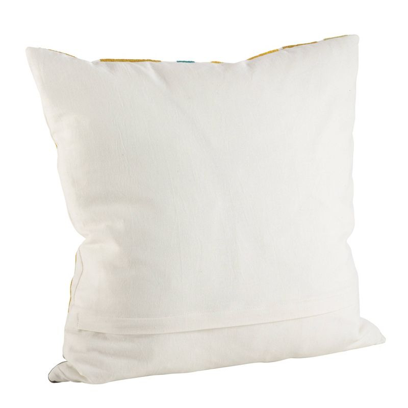 20"x20" Embroidered Brushstroke Design Throw Pillow Lime Haze - Saro Lifestyle: Contemporary Cotton Decor with Duck Down & Polyester Fill