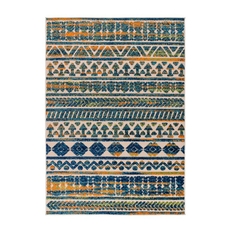 World Rug Gallery Modern Stripes Faded Geometric Indoor/Outdoor Area Rug