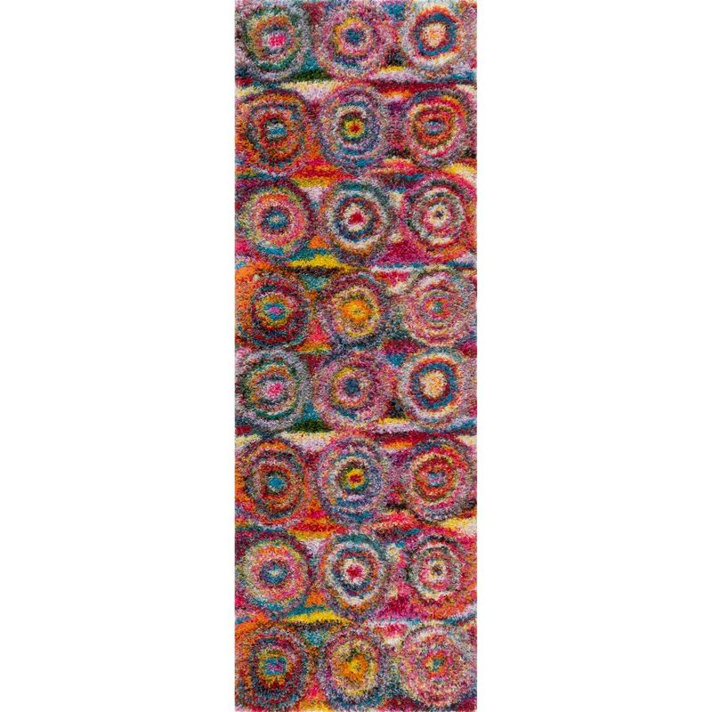 Nuloom Kindra Bohemian Circles Shag Area Rug, Runner 2' 6" x 6', Multicolored