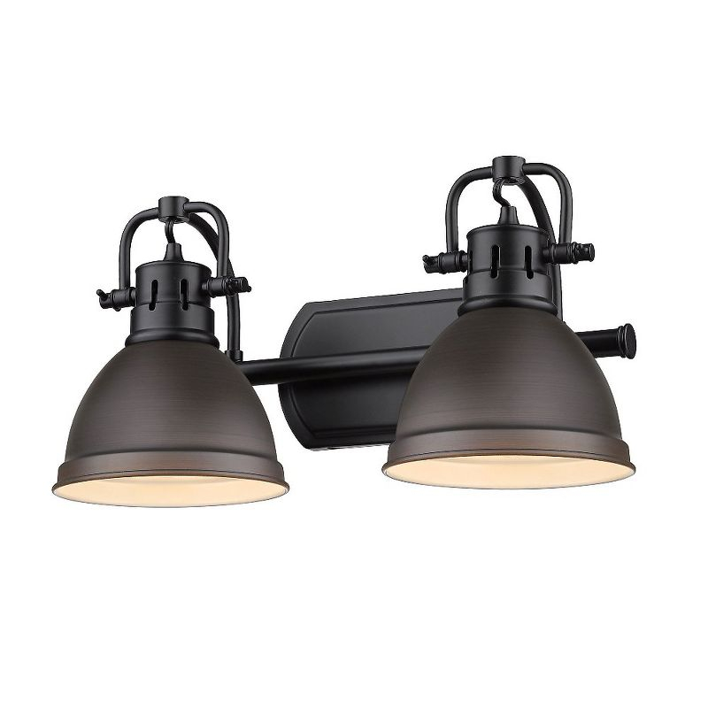 Golden Lighting Duncan 2-Light Vanity Light in Matte Black with Rubbed Bronze