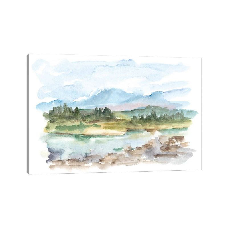 iCanvas 12" x 18" x 1.5" Mountain Watercolor III by Ethan Harper Unframed Wall Canvas : Gallery Wrap, Earth Tones