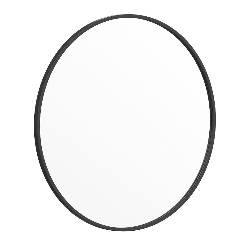 Merrick Lane 30" Round Accent Wall Mirror in Black with Metal Frame for Bathroom, Vanity, Entryway, Dining Room, & Living Room