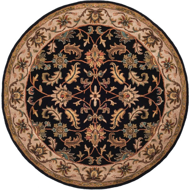 Heritage HG628 Hand Tufted Area Rug - Black/Beige - 6' Round - Safavieh.