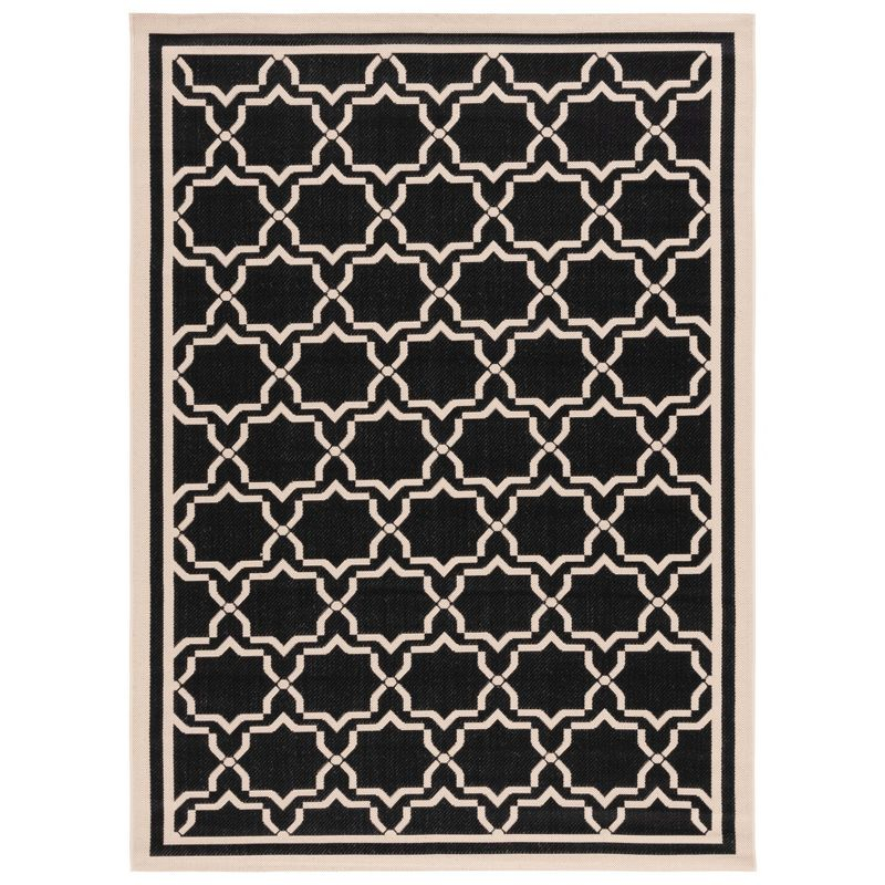 Courtyard CY6916 Power Loomed Indoor and Outdoor Area Rug - Black/Beige - 5'3"x7'7" - Safavieh