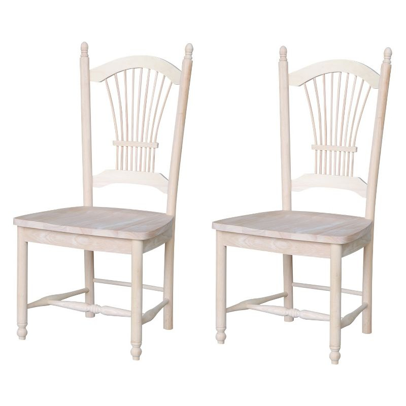 International Concepts Set Of 2 Sheafback Chair Unfinished: Hardwood Frame, Farmhouse Style, 225 lbs Capacity