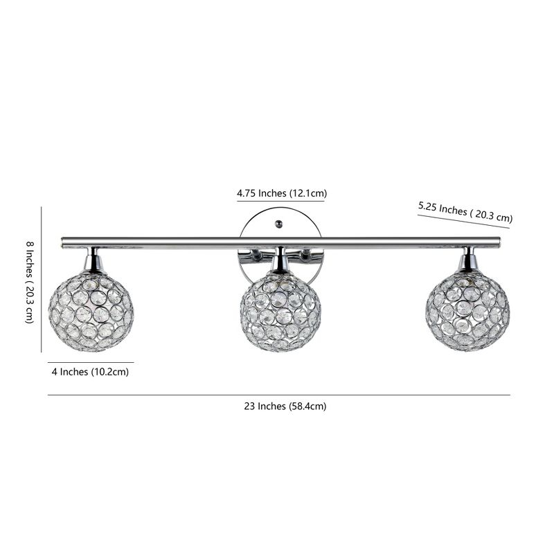 JONATHAN Y Maeve 23" 3-Light Iron/Glass Contemporary Glam LED Vanity Light, Chrome
