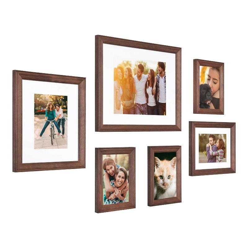 Kate & Laurel All Things Decor 6pc Bordeaux Frame Box Set Brown : Wall Display, Gallery Collection, Wood Frames