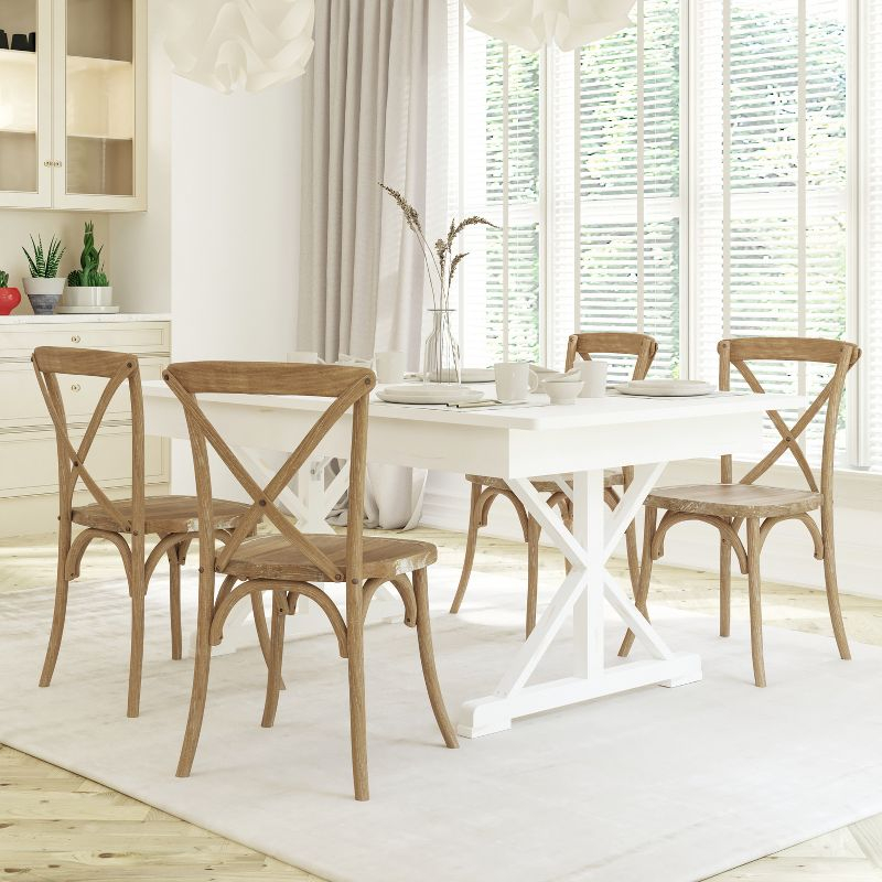Emma and Oliver 2-pack Medium Natural With White Grain X-Back Chair
