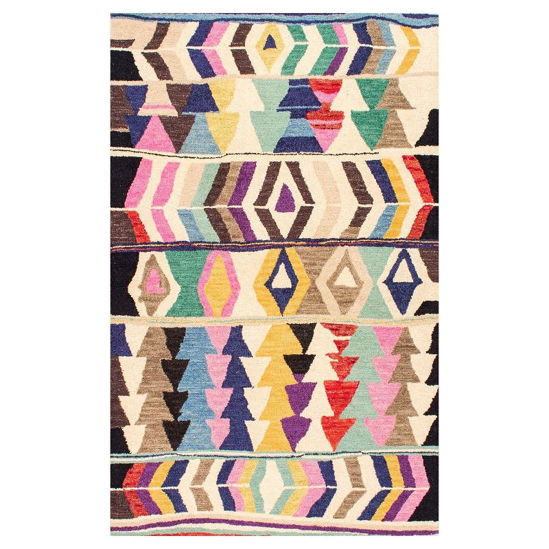 nuLOOM 5'x8' Hand Tufted Ofelia Wool Area Rug Ivory/Multi: Contemporary Skid-Resistant Medium Pile Rug