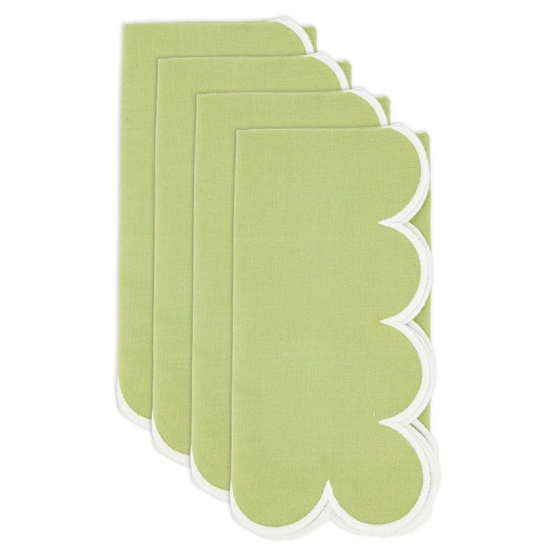 Saro Lifestyle Scalloped Hem Napkin (Set of 4), Green, 20"x20"