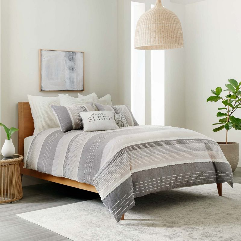 Santander Grey Duvet Set - One Twin Duvet and One Standard Sham - Levtex Home