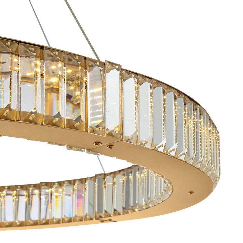 Possini Euro Design Vesta Gold Ring Pendant Light 35 1/2" Wide Modern LED Crystal Glass for Dining Room House Foyer Kitchen Island Entryway Bedroom