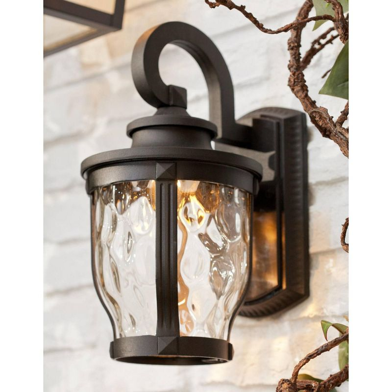 Minka Lavery Rustic Outdoor Wall Light Fixture Black LED 12 1/4" Clear Hammered Glass for Post Exterior Barn Deck Porch Yard Patio