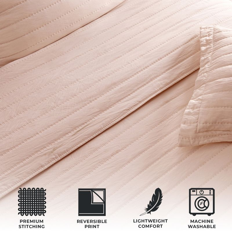 FreshFolds Solid Stitched Microfiber Quilt Set with Shams