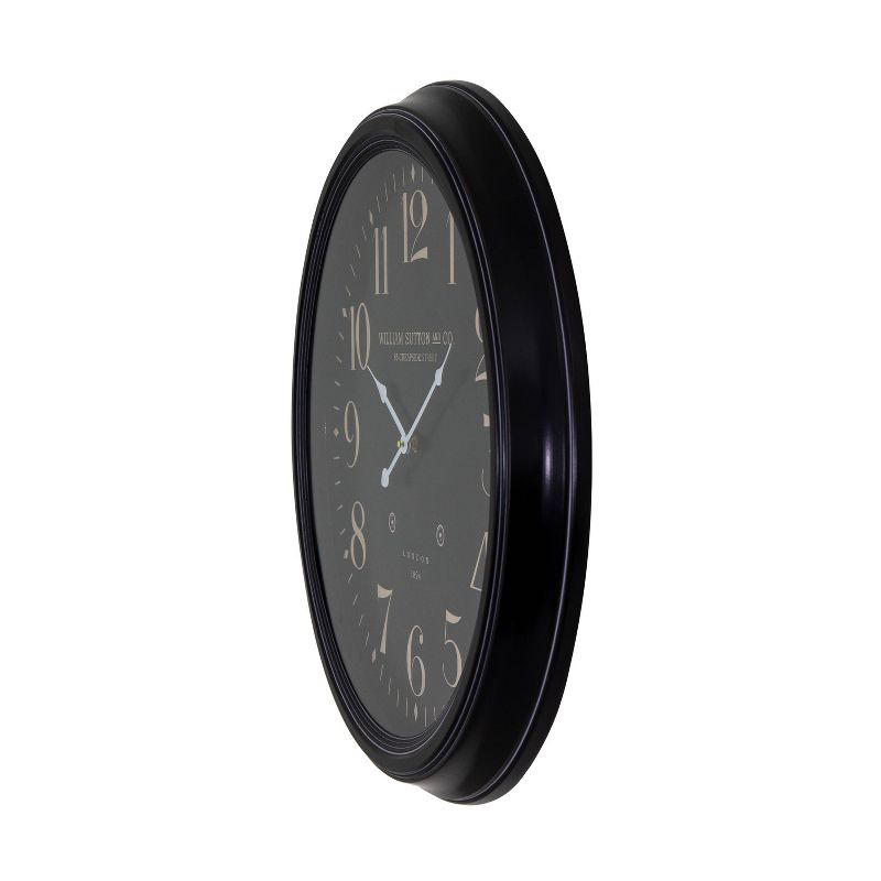 25" Round Iron Wall Clock Black - Yosemite Home Decor: Modern Analog Indoor Timepiece, 1 AA Battery Required