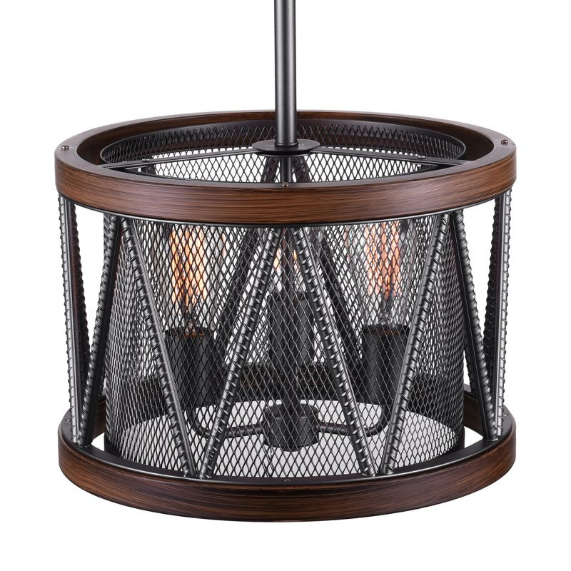CWI Lighting Parsh 3 Light Drum Shade Chandelier With Pewter Finish
