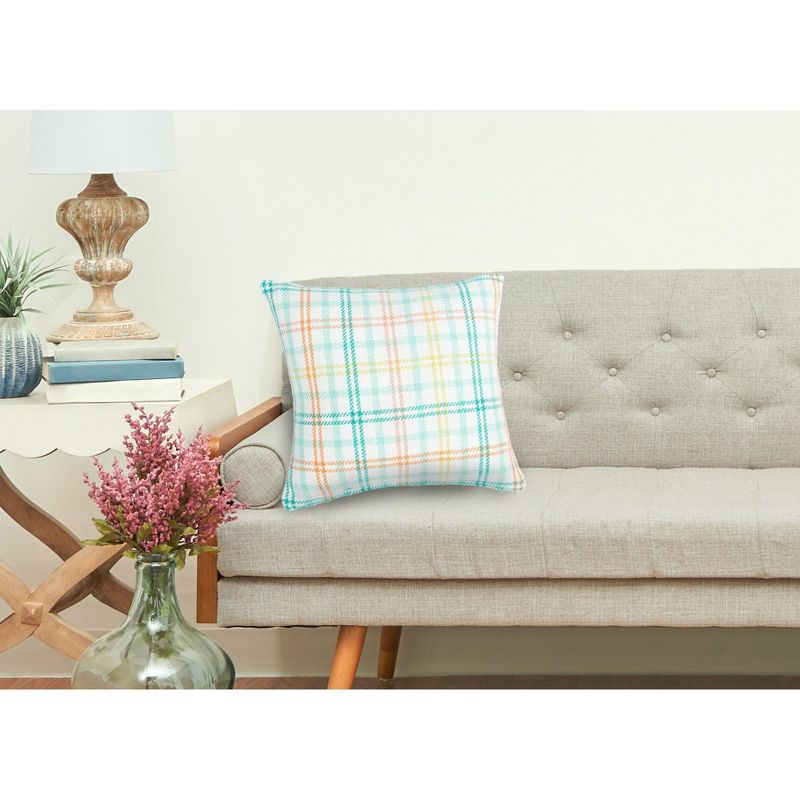 C&F Home 18" x 18" Bunny Trail Plaid Woven Spring Easter Themed Accent Throw Pillow