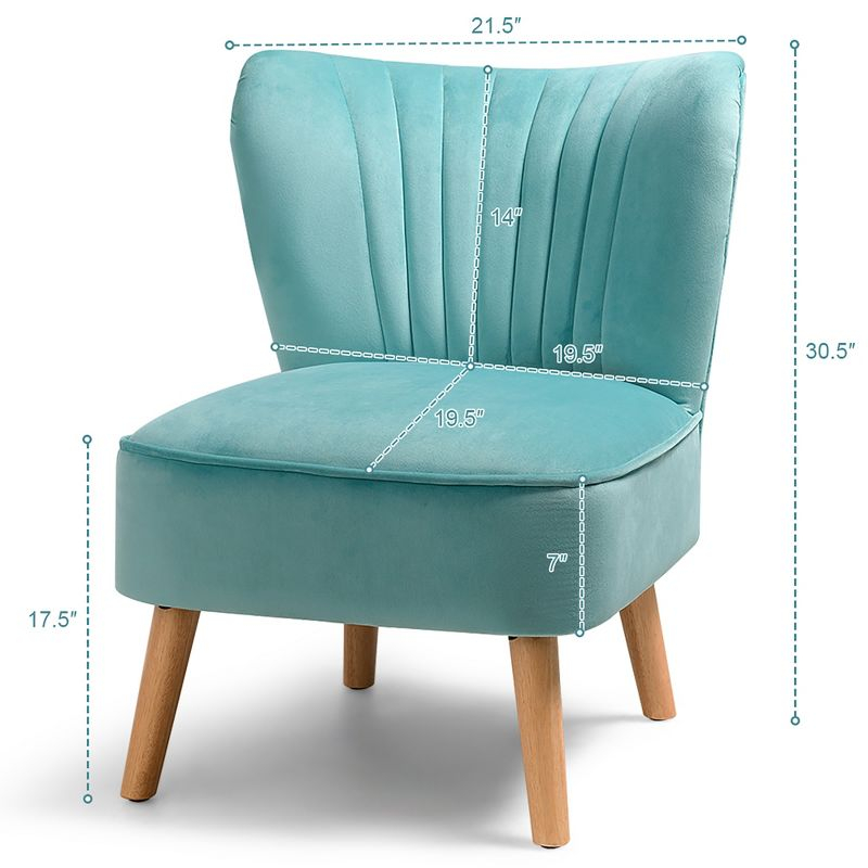 Costway Armless Accent Chair Modern Velvet Leisure Chair Single Upholstered Green