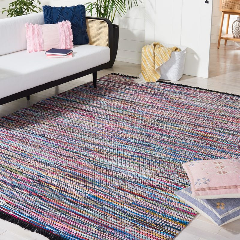 Montauk MTK251 Hand Woven, Flat Weave Indoor Area Rug - Black/Pink - 6'x9' - Safavieh