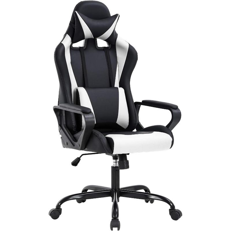 FDW Office Chair Gaming Chair Desk Chair Executive Chair with Lumbar Support Adjustable Stool Swivel Rolling Computer Chair,White